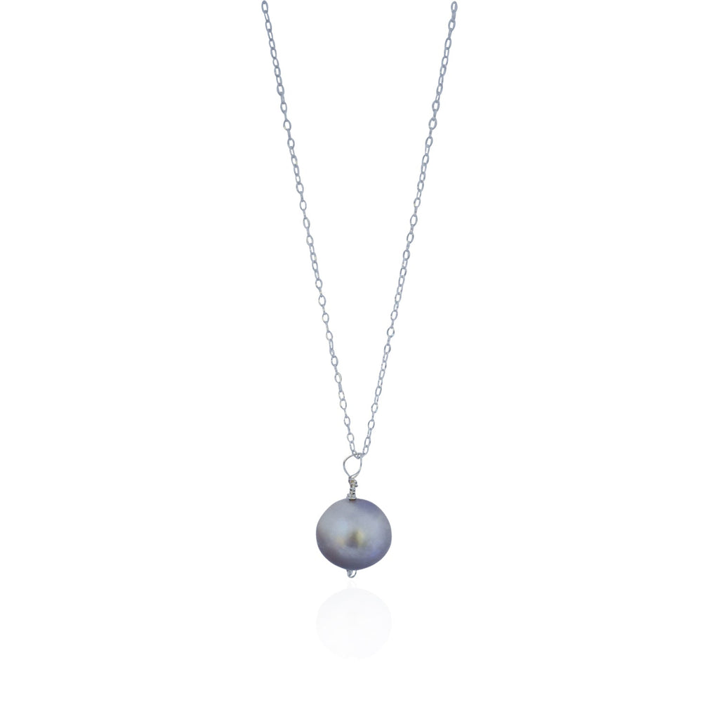 Round Silver freshwater pearl .925 sterling silver necklace, Bloom Collection | by nlanlaVictory